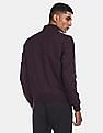 U.S. Polo Assn. Men Dark Purple Ribbed Stand Collar Solid Bomber Jacket