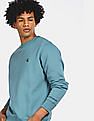 Calvin Klein Men Light Blue Crew Neck Solid Sweatshirt