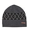 U.S. Polo Assn. Men Grey Patterned Weave Beanie Cap